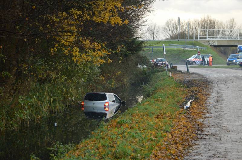 Auto rijdt het water in