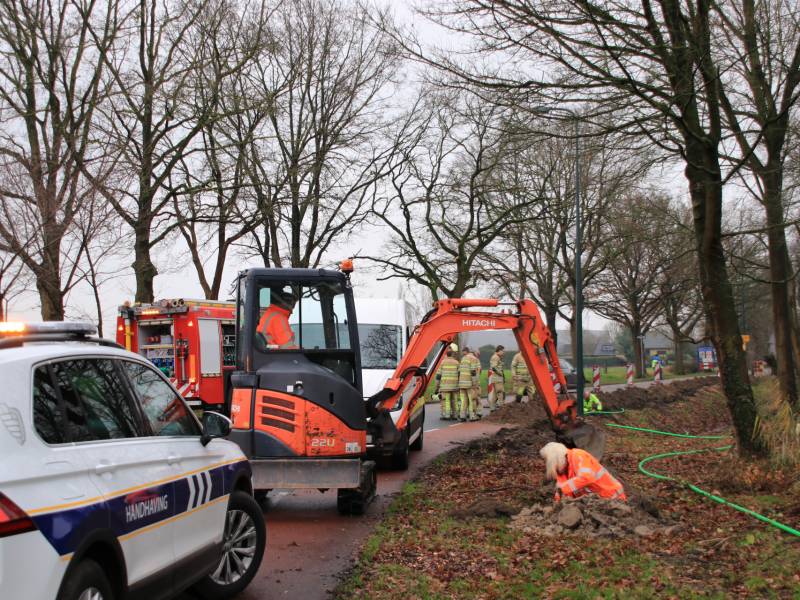 Gasleiding kapot getrokken bij graafwerkzaamheden