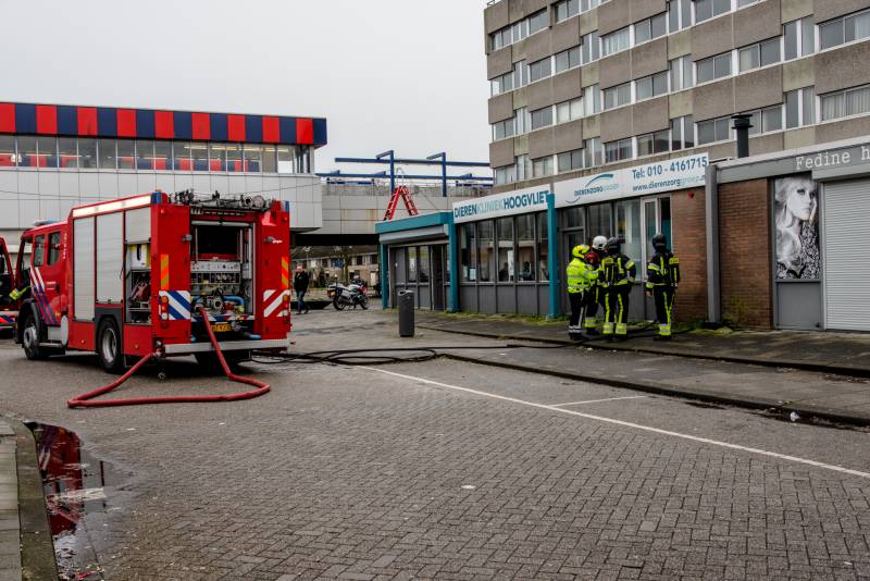 Pand Dierenkliniek Hoogvliet vol rook na brand