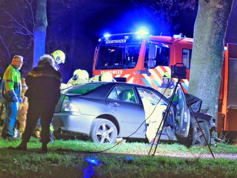 Auto knalt op boom