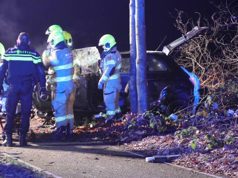 Zwaargewonde na eenzijdige botsing tegen boom