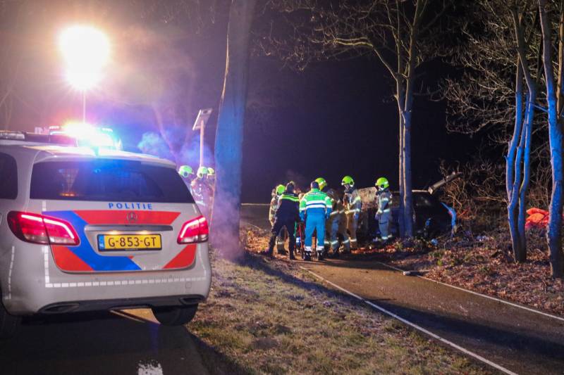 Zwaargewonde na eenzijdige botsing tegen boom