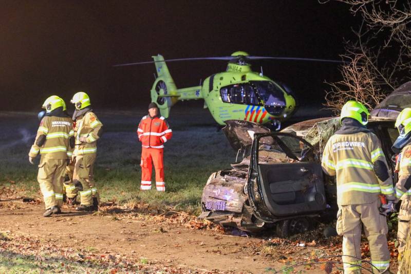 Zwaargewonde na eenzijdige botsing tegen boom