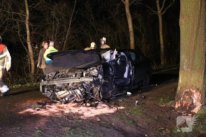 Bestuurder bekneld na botsing op boom