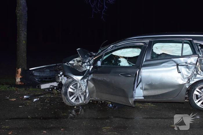Auto total loss na eenzijdige botsing op boom