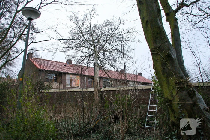 Boom valt tegen schuur