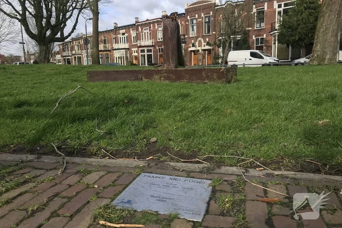 Kunstwerk Famke Mei Fugel heeft storm Ciara niet overleefd