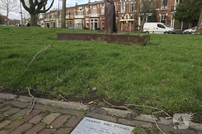 Kunstwerk Famke Mei Fugel heeft storm Ciara niet overleefd