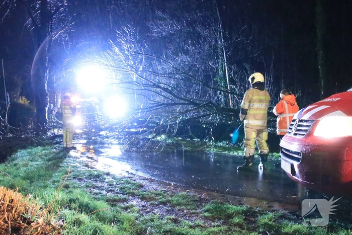 Afgebroken boom verspert weg