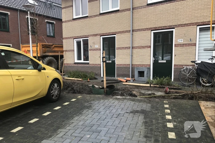 Gasleiding geraakt bij graafwerkzaamheden