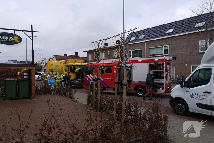 Vrachtwagen vat vlam