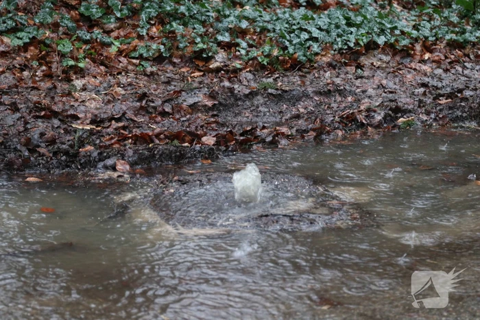 Straat blank na waterleidingbreuk