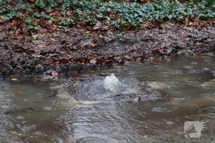 Straat blank na waterleidingbreuk