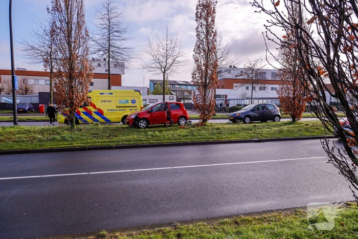Auto raakt van de weg en botst op boom