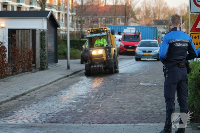 Straat besmeurd met olie