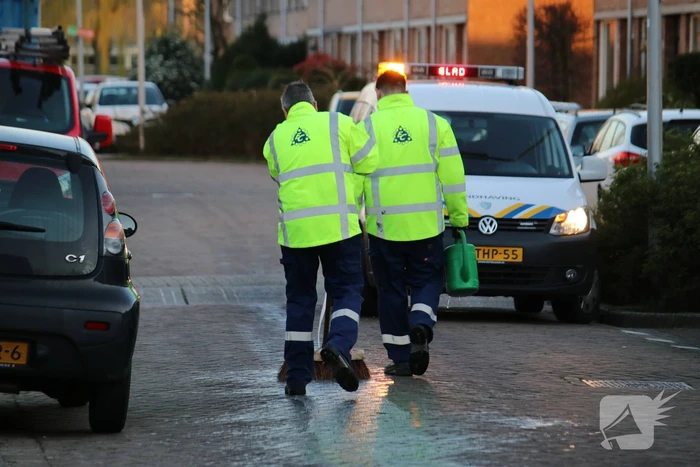 Straat besmeurd met olie