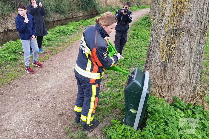 Prullenbak in brand