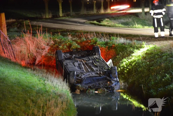 Auto op de kop te water