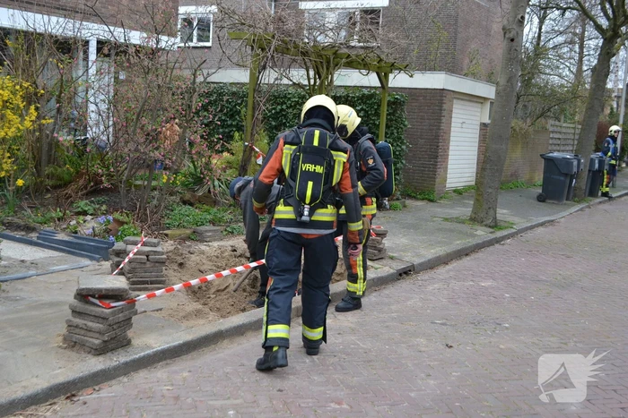 Gasleiding geraakt bij graafwerkzaamheden