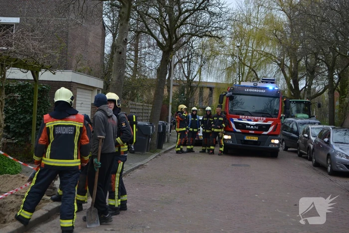 Gasleiding geraakt bij graafwerkzaamheden
