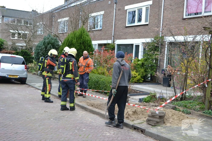 Gasleiding geraakt bij graafwerkzaamheden