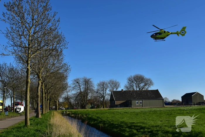 Bestelbus crasht frontaal tegen boom