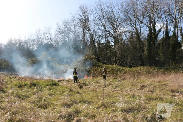 Stuk natuur achter bouwterrein in brand gestoken
