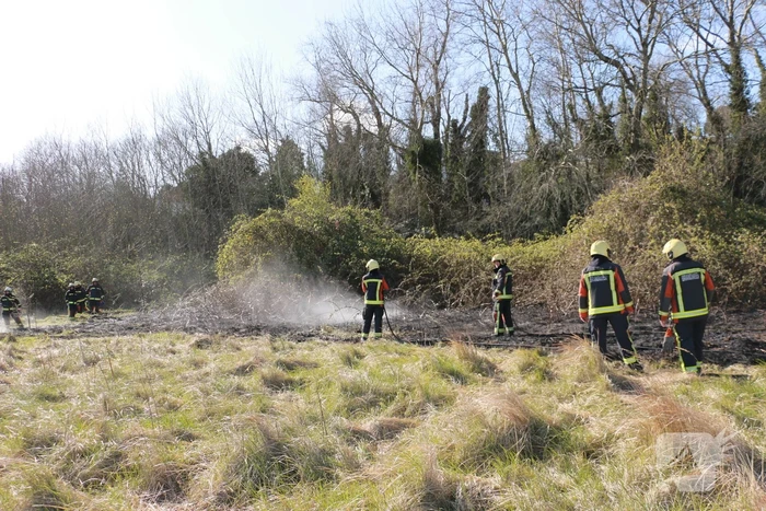 Stuk natuur achter bouwterrein in brand gestoken