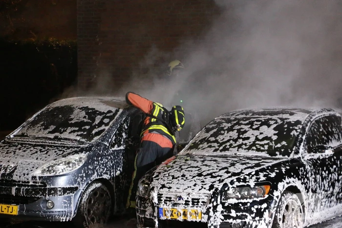 Geparkeerde auto's verwoest door brand