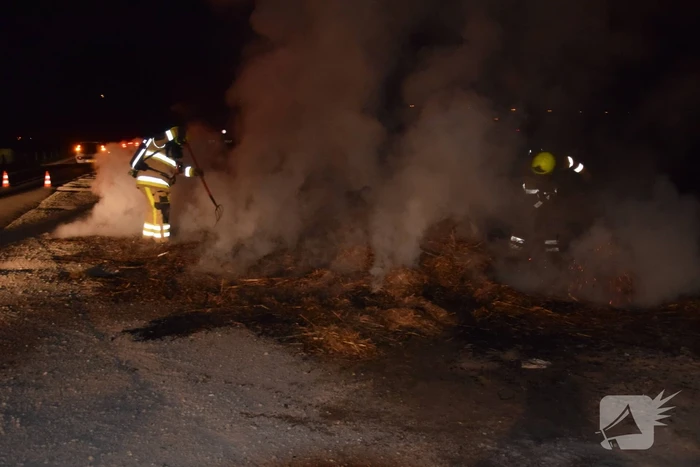Veel rookontwikkeling bij brand in hooibalen