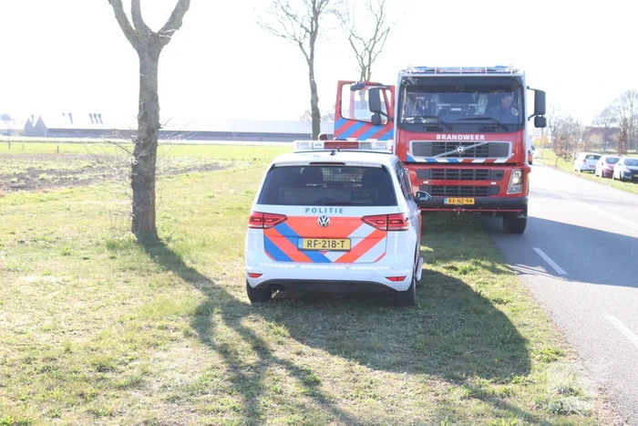 Auto botst op boom, inzittende bekneld