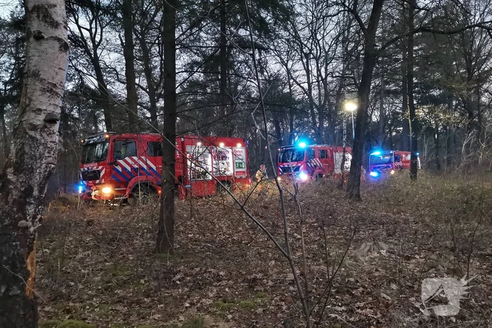 Groot stuk bosschage langs spoor in brand