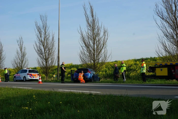 Auto raakt van de weg en botst tegen boom