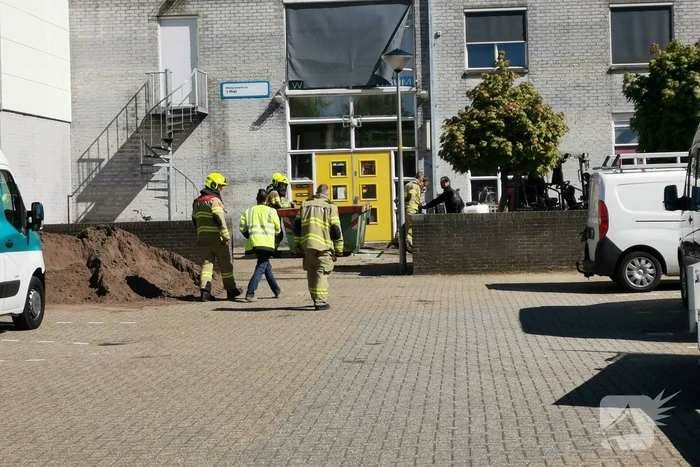 Gesprongen gasleiding na graafwerkzaamheden