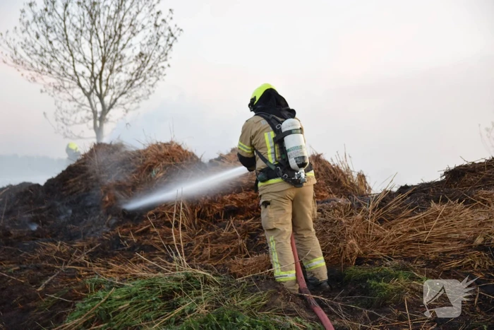 Flinke buitenbrand in composthoop