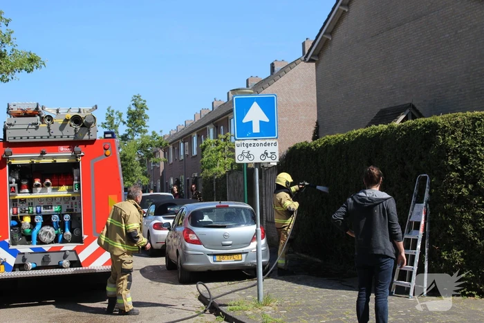 Coniferenhaag vat vlam bij wegbranden van onkruid