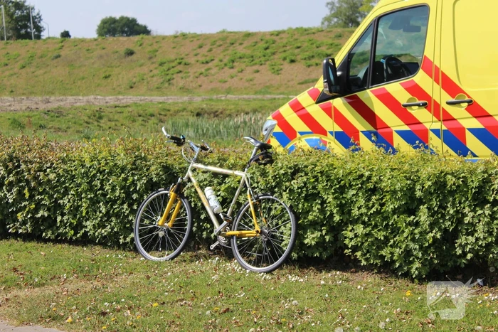 Wielrenner fietst in op auto