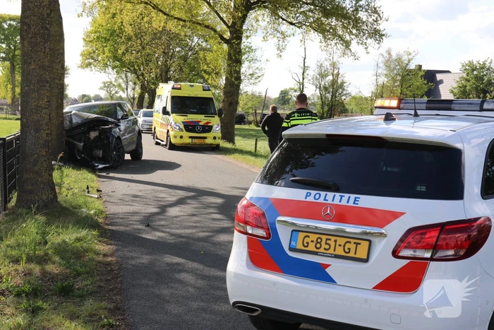 Auto botst op boom