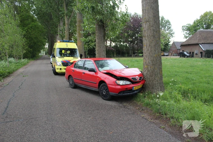 Automobilist wijkt uit en knalt op boom