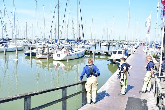 Zwaan raakt vast in visdraad bij Jachthaven Lelystad