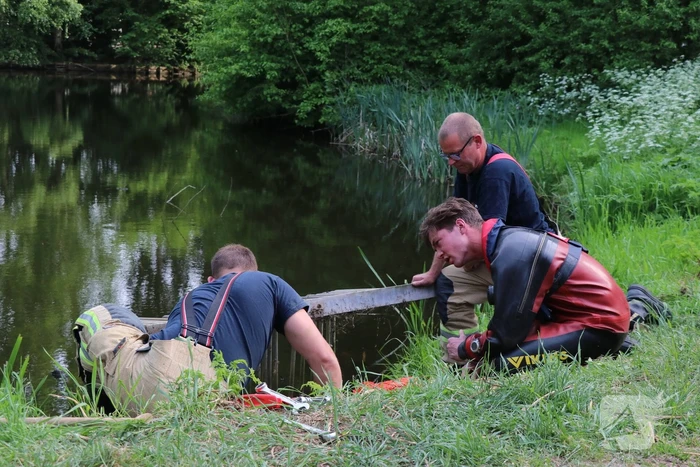 Brandweer redt baby eend uit rioolbuis
