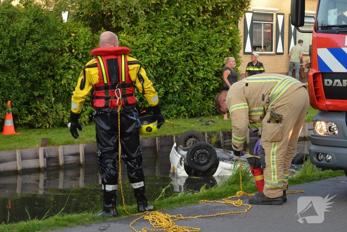 Drie gewonden bij auto te water