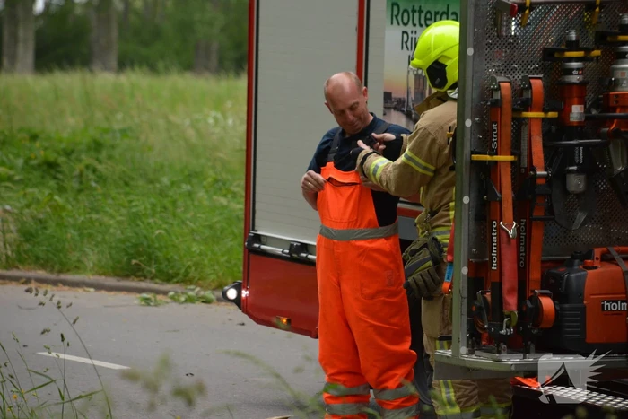 Omgewaaide boom blokkeert fietspad