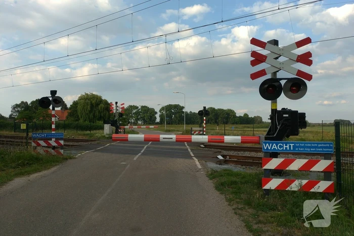 Spoorbomen overweg in storing