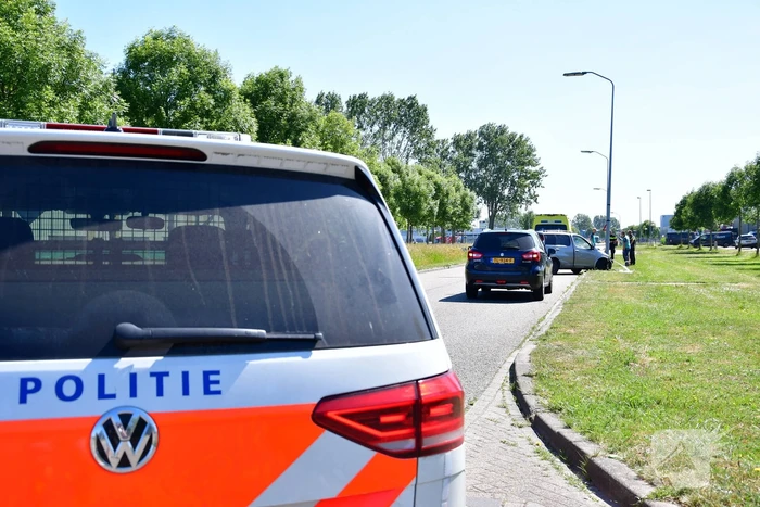 Flinke schade na botsing op lantaarnpaal