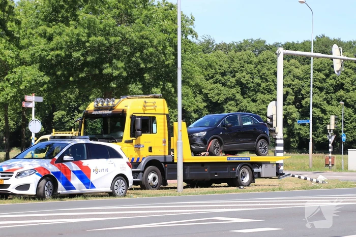 Automobilist rijdt verkeerslicht omver
