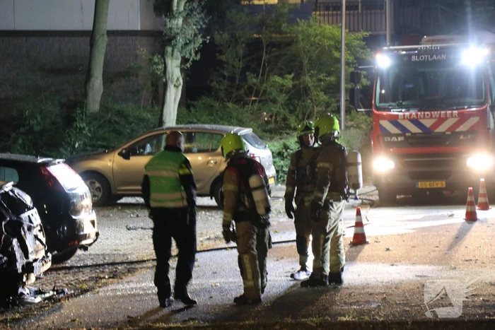 Auto verwoest door brand