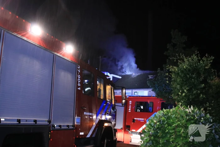 Woningblok ontruimd bij uitslaande brand in dak