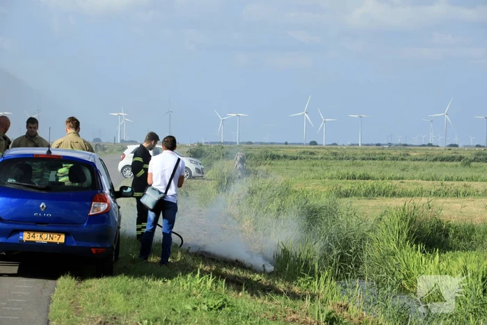 Berm vliegt in brand in buitengebied