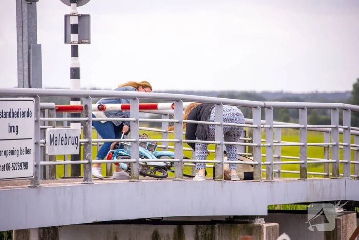 Fietsers kruipen onder slagbomen Malebrug